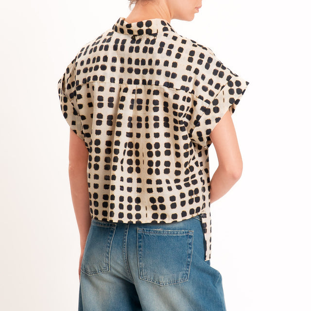 Dixie-Camicia mussola fantasia - panna/nero