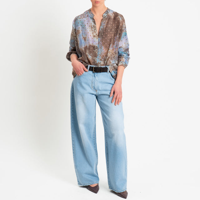 Dixie-Blusa fantasia - celeste/moro