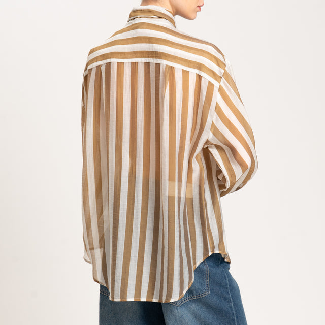 Dixie-Camicia mussola a righe - burro/olio