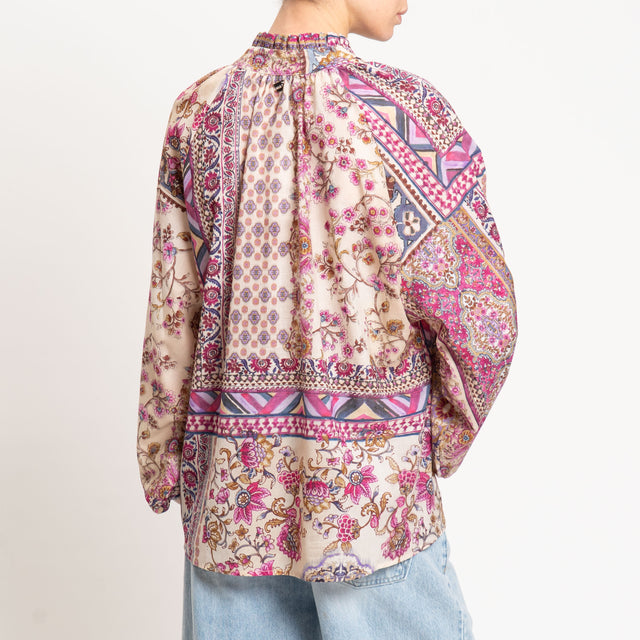 Dixie-Blusa mussola fantasia floreale - burro/malva