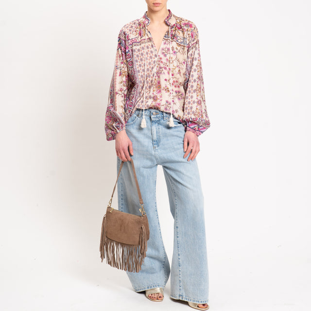 Dixie-Blusa mussola fantasia floreale - burro/malva