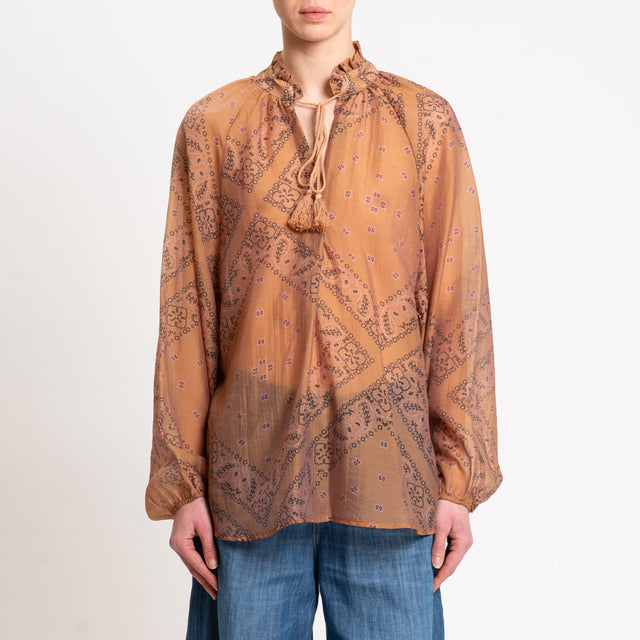 Dixie-Blusa mussola fantasia bandana - tabacco