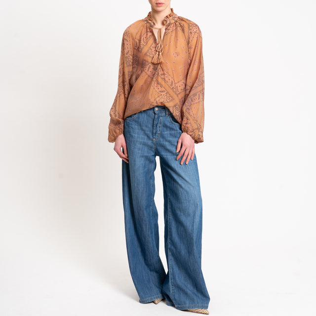 Dixie-Blusa mussola fantasia bandana - tabacco