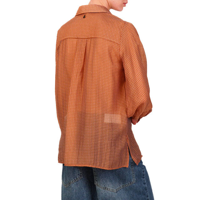 Camisa de muselina de lunares Dixie - Camel/Rosa