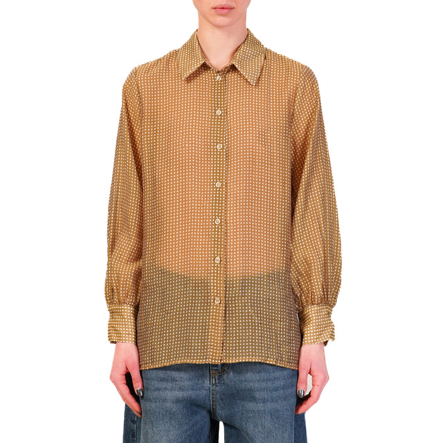 Camisa de muselina de lunares Dixie - color cacahuete y mantequilla