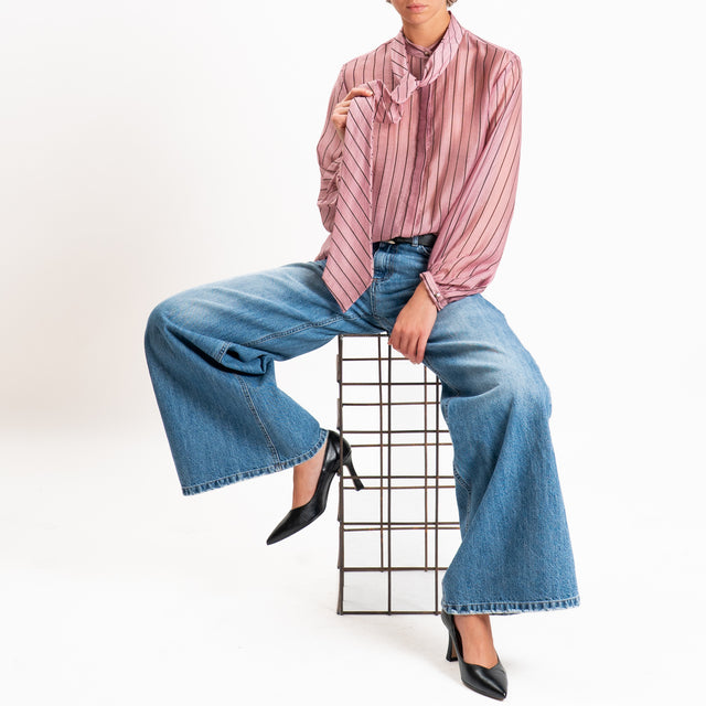 Dixie-Camicia lyocell a righe con cravatta - onion/brown
