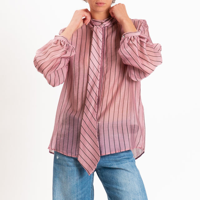 Dixie-Camicia lyocell a righe con cravatta - onion/brown