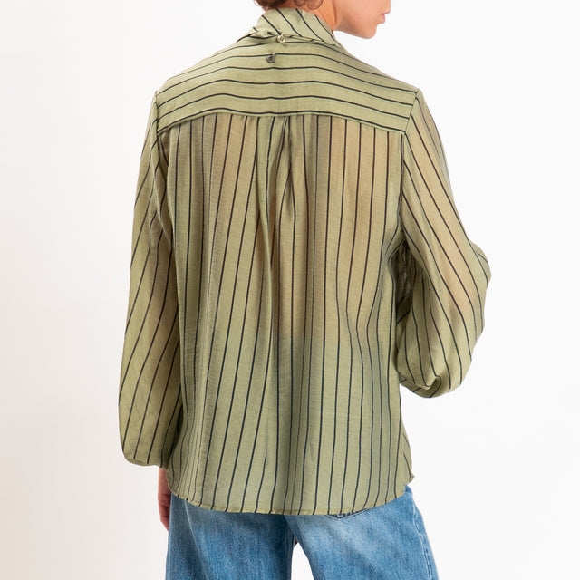 Dixie-Camicia lyocell a righe con cravatta - salvia/nero