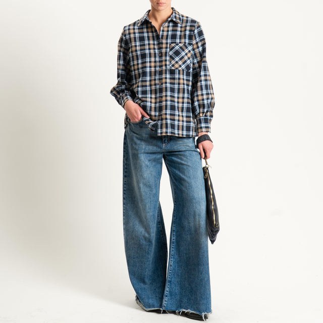 Dixie-Camicia check - beige/nero/azzurro
