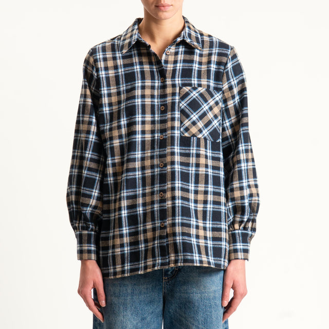 Dixie-Camicia check - beige/nero/azzurro