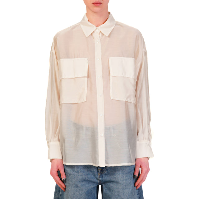 Dixie-Camicia mussola con tasche - burro