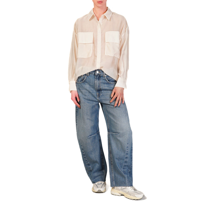 Dixie-Camicia mussola con tasche - burro