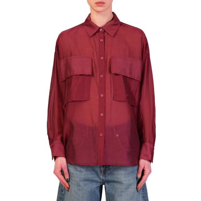 Dixie-Camicia mussola con tasche - magenta