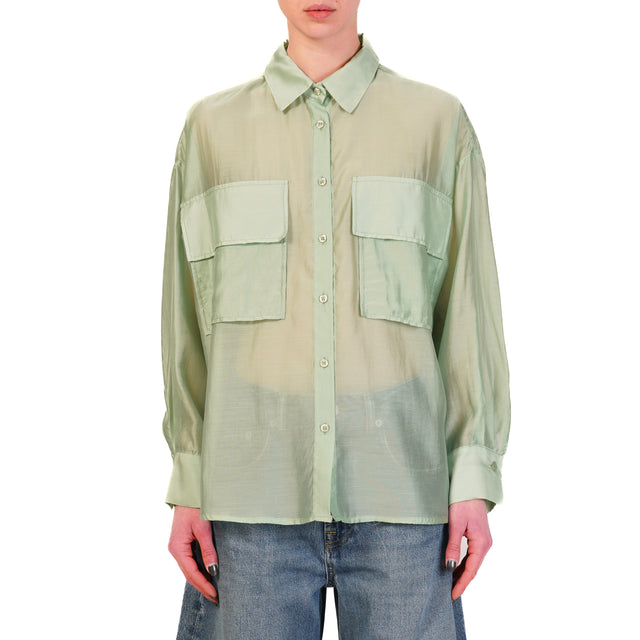 Dixie-Camicia mussola con tasche - verde menta