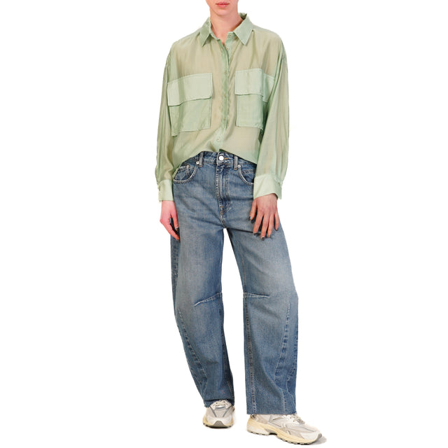Dixie-Camicia mussola con tasche - verde menta