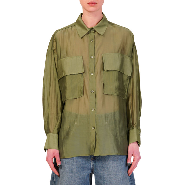 Dixie-Camicia mussola con tasche - militare