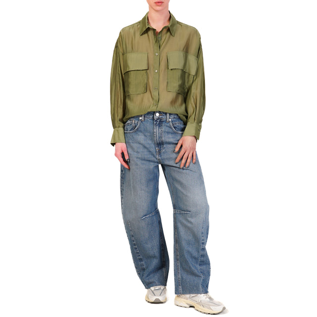 Dixie-Camicia mussola con tasche - militare