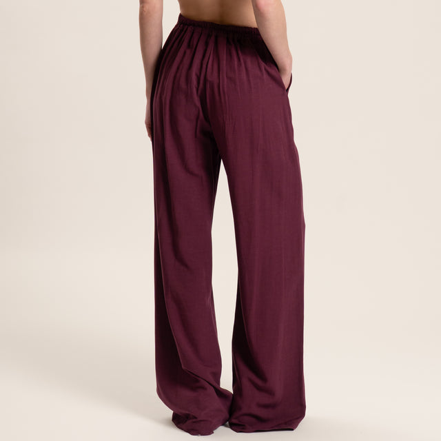 Dixie-Completo top e pantalone misto lino - Bordeaux