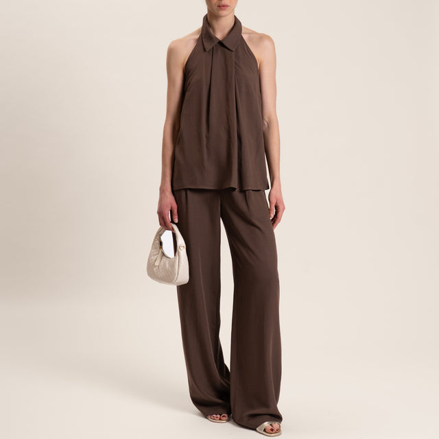 Dixie-Completo top e pantalone misto lino - cacao
