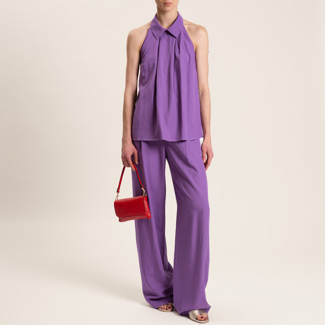 Dixie-Completo top e pantalone misto lino - peonia