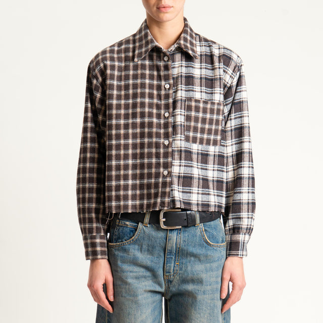 Dixie- Camicia check in flanella - moro/burro