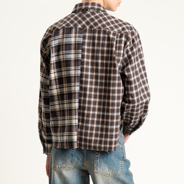 Dixie- Camicia check in flanella - moro/burro