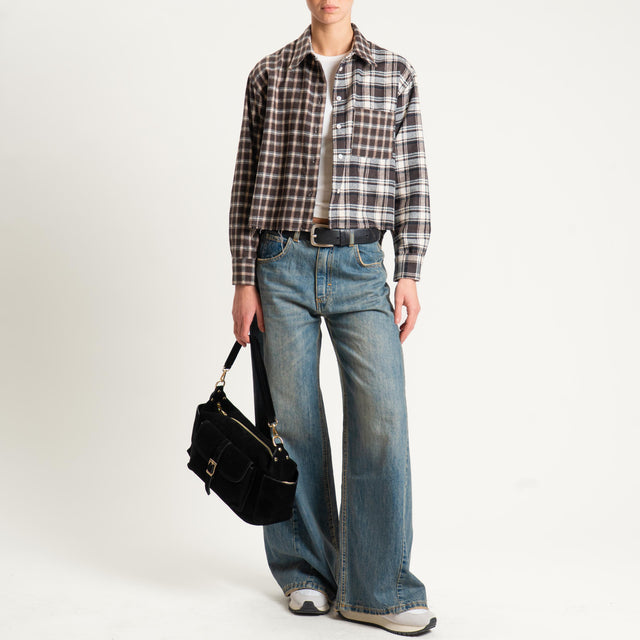 Dixie- Camicia check in flanella - moro/burro