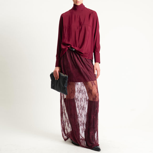 Dixie-Blusa bottone dietro con fiocco - Bordeaux