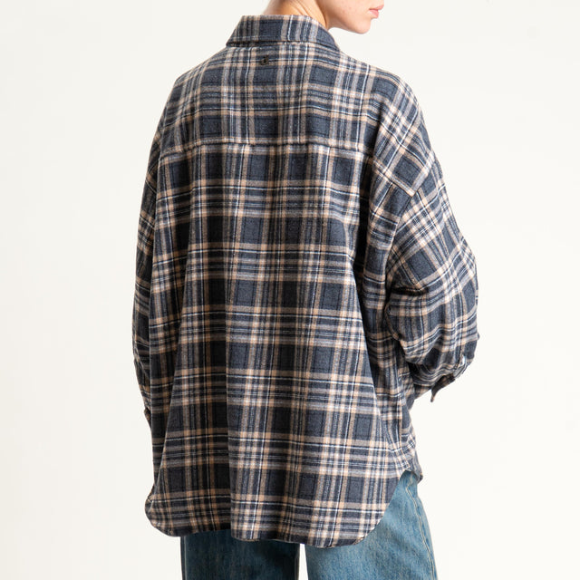 Dixie- Camicia check over in flanella - grigio/sand