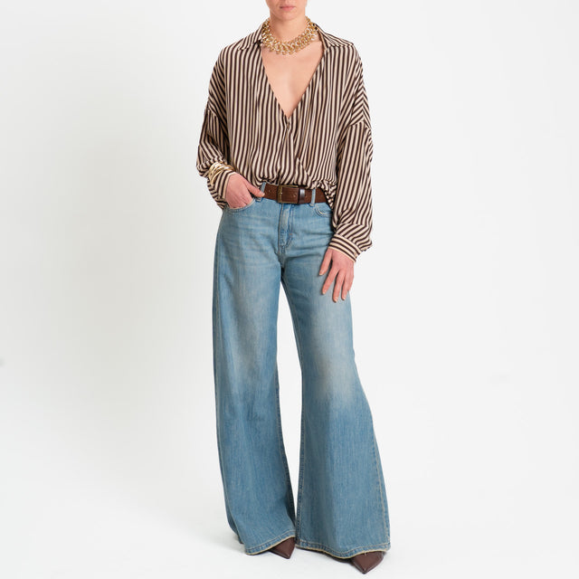 Dixie-Camicia portafoglio a righe - moro/beige