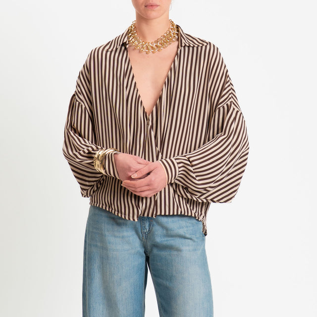 Dixie-Camicia portafoglio a righe - moro/beige