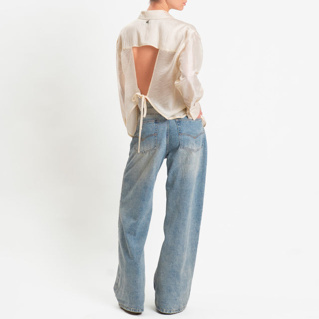 Dixie-Camicia cut out dietro in organza lyocell - panna