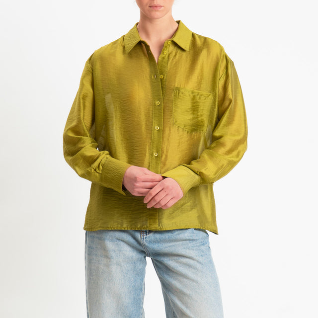 Dixie-Camicia cut out dietro in organza lyocell - olio