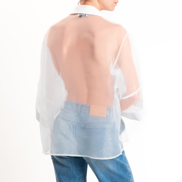 Dixie-Camicia organza manica 3/4 - bianco
