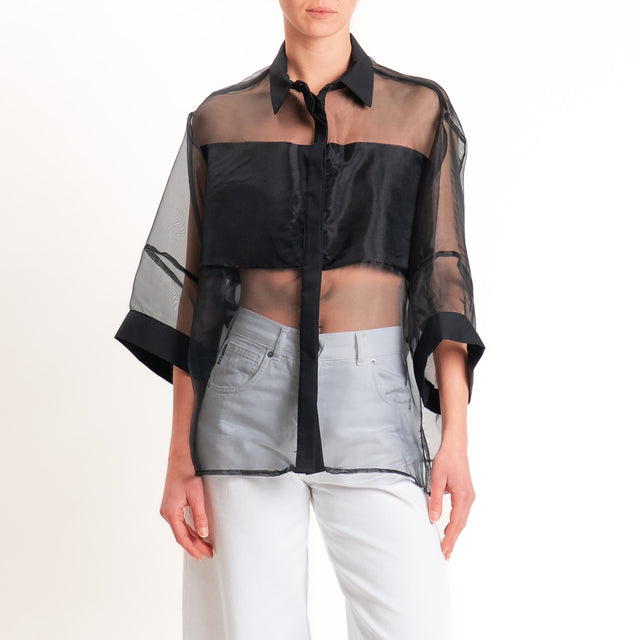 Dixie-Camicia organza manica 3/4 - nero