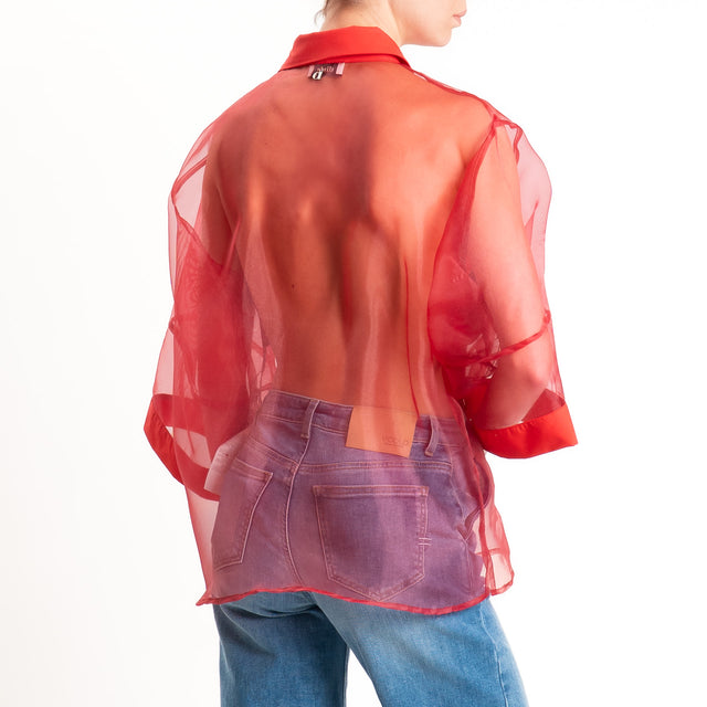 Dixie-Camicia organza manica 3/4 - rosso