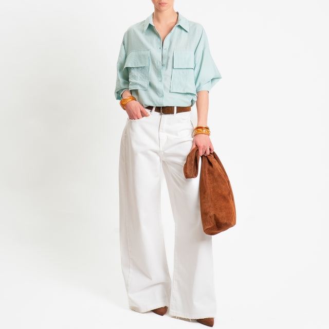 Dixie-Camicia voile di viscosa fluido super pocket - acqua