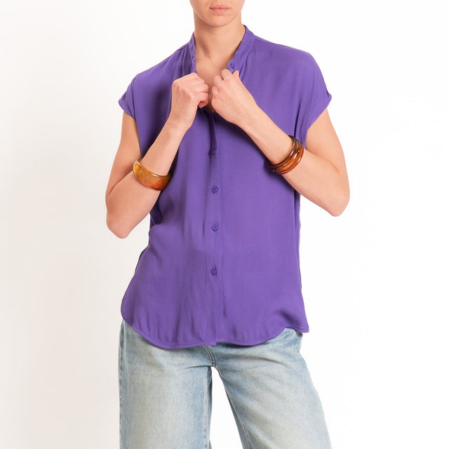 Dixie-Camicia smanicata collo coreana - viola