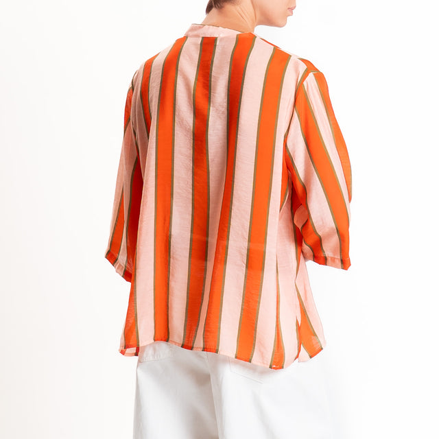 Dixie-Camicia mussola a righe - corallo/rosa