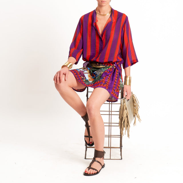 Dixie-Camicia mussola a righe - viola/rosso