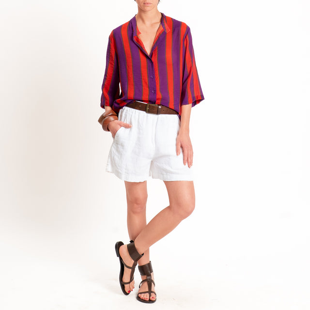 Dixie-Camicia mussola a righe - viola/rosso