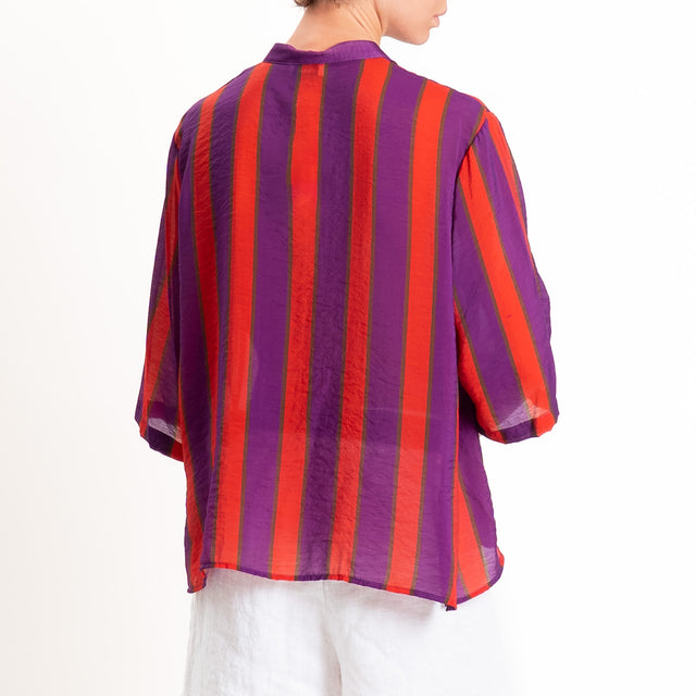 Dixie-Camicia mussola a righe - viola/rosso