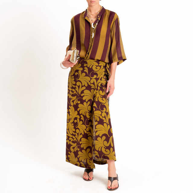 Dixie-Camicia mussola a righe - olio/bordeaux
