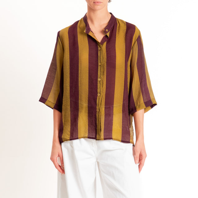 Dixie-Camicia mussola a righe - olio/bordeaux