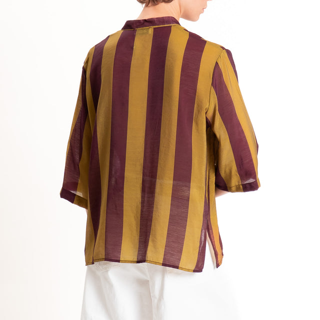 Dixie-Camicia mussola a righe - olio/bordeaux