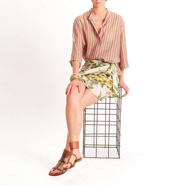 Dixie-Camicia mussola a righe - rosa/olive