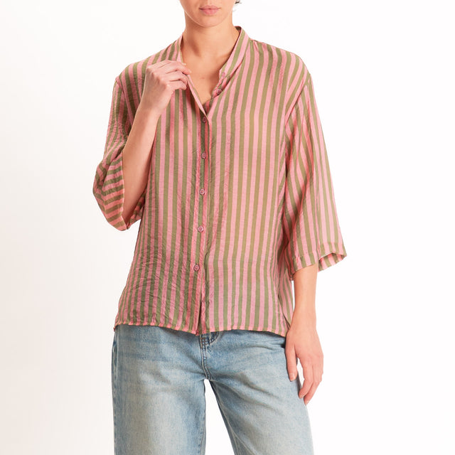 Dixie-Camicia mussola a righe - rosa/olive