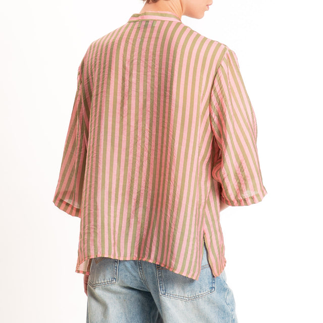 Dixie-Camicia mussola a righe - rosa/olive