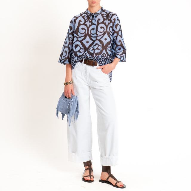 Dixie-Camicia mussola fantasia etnica - celeste/moro