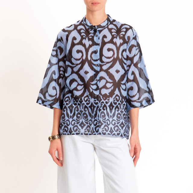 Dixie-Camicia mussola fantasia etnica - celeste/moro